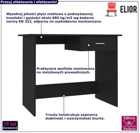 Czarne minimalistyczne biurko o szerokości 100 cm Orha