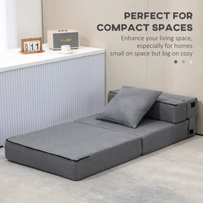 HOMCOM Rozkładana sofa Zdejmowany do czyszczenia Maksymalne obciążenie 100kg 70 cm x 70 cm x 61 cm Ciemnoszary | Aosom PL