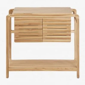 Zestaw Mebli Łazienkowych Z Drewna Tekowego Bradley Without Sink & Bezlusterkowiec & Bez Kranu & ↔︎ 90 Cm - Sklum