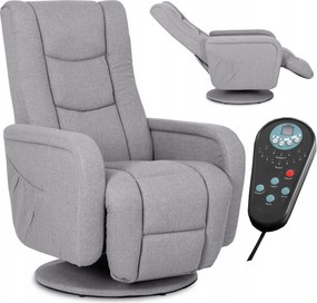 Fotel Rozkładany Obrotowy Masujący z Podnóżkiem SPIKE 2 Szary Nowoczesny