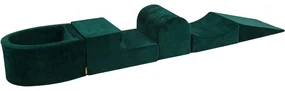 Piankowy Zestaw Do Zabawy Z Suchym Basenem 57x45x30cm, Bez Piłek, Plac Zabaw Dla Dziecka, 5 Elementów, Welurowy, Ciemnozielony - Meowbaby®