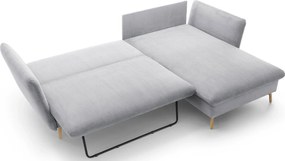 Popielata sztruksowa kanapa narożna z pojemnikiem H9-L51