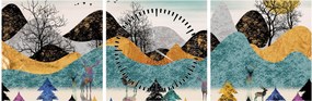 Obraz graficzny z jeleniem (z zegarem) (90x30 cm)