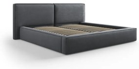 Ciemnoszare tapicerowane łóżko dwuosobowe ze schowkiem i stelażem 160x200 cm Arendal – Cosmopolitan Design