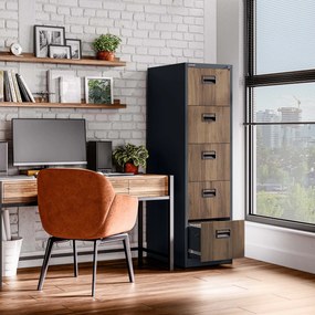 Metalowa szafa kartotekowa SARA V5, 460 x 1630 x 620 mm, Eco Design: antracytowa/ orzech
