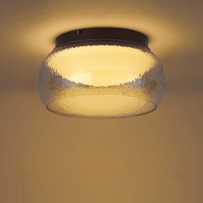 Lampa sufitowa Art Deco brązowa z bursztynowym szkłem z LED ściemnialna 3-stopniowo - Thimble