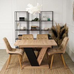 Stół Prostokątny Rozkładany CLARK 120-160 cm Dąb Artisan/Czarny Nowoczesny Loft