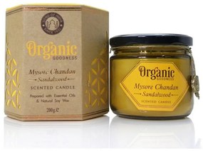 Świeca organiczna Mysore Chandan - drzewosandałowe 200 g w bursztynowym szkle