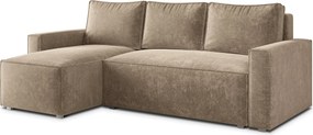 Masseno Narożnik POTARO z funkcją spania i pojemnikiem na pościel Narozniki L, Rozkładana sofa - Beżowy, LUMO 30