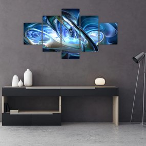 Obraz niebieskich fraktali (125x70 cm)