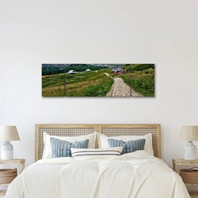 Obraz - Krajobraz górski z domami (170x50 cm)