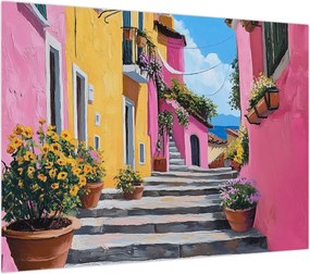Obraz na szkle - Różowa uliczka (70x50 cm)