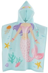 Jasnoniebieskie bawełniane ponczo dziecięce Mermaid – Catherine Lansfield