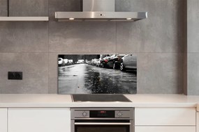 Panel szklany do Kuchni Samochody na Jesiennej Drodze