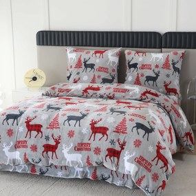 PrzytulneMieszkanie.pl PrzytulneMieszkanie.pl Pościel z mikropluszu MERRY CHRISTMAS DEER szara Rozmiar pościeli: 70 x 90 cm | 140 x 200 cm
