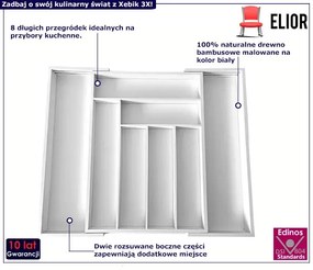 Biały rozsuwany wkład na sztućce Hilori