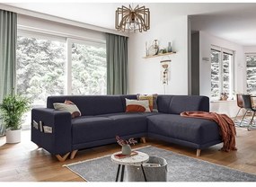 Antracytowy rozkładany/ze schowkiem narożnik (prawostronny/w kształcie litery L) Classy Sophie – Miuform