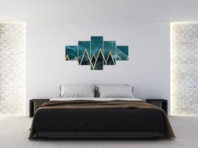 Obraz - Księżyc w pełni nad złotymi górami (125x70 cm)
