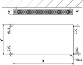 Mexen Flat CVF22 grzejnik płytowy 600 x 1400 mm, podłączenie dolne, 2215 W, biały - W622F-060-140-00