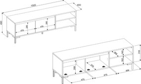 Beżowa szafka rtv Korsika 150 cm, na metalowych nóżkach