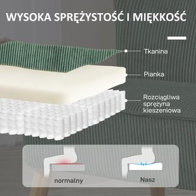 HOMCOM Sofa wypoczynkowa 2-osobowa zielona welurowa z drewna i pianki 117x56x77 cm | Aosom PL