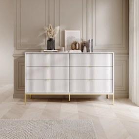 Komoda STELLARE 154 cm do Salonu Sypialni 6 Szuflad Biały