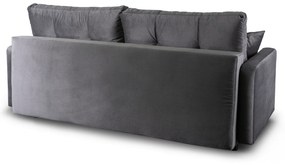 Sofa z Funkcją Spania SEUL Rozkładana Dwuosobowa Welurowa Szara Nowoczesna do Salonu