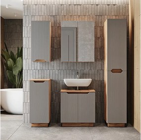 Zestaw mebli łazienkowych dąb/szary w paski 59.8x32x62.1 lotta