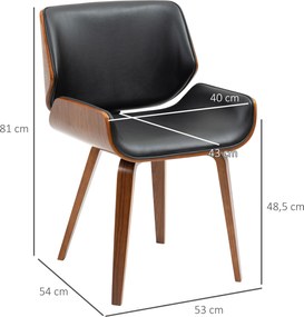 HOMCOM Zestaw 2 krzeseł do jadalni w stylu vintage, drewno, pokrycie z tkaniny, pianka, czarny