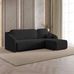 Masseno Narożnik MARELLO z funkcją spania i pojemnikiem na pościel Narozniki L, Rozkładana sofa - Czarny, QUELLE 100