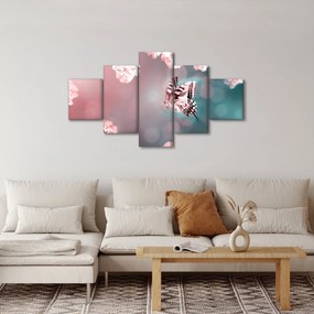 Obraz - Motyl wśród kwiatów (125x70 cm)