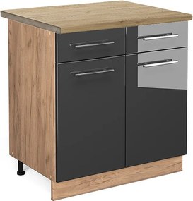 Szafka dolna do kuchni antracyt wysoki połysk 80x60x82 fame-line