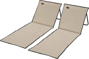 Outsunny Leżak plażowy, składany, regulowane oparcie, boczna kieszeń, miękko wyściełany, stalowy stelaż, Beżowy, 142x51x40cm