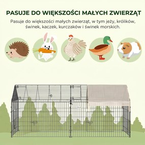 Wybieg dla królików z osłoną UV metalowa klatka ogrodowa beżowa przestronna Aosom PL