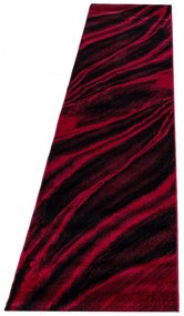 Dywan nowoczesny Miami fale czerwono-czarne 80 cm x 300 cm
