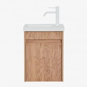 Zestaw Wiszących Mebli Łazienkowych Zintegrowany Z Umywalką Narek Popielaty Brąz & Bezlusterkowiec & Biała - Sklum