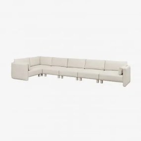 6-częściowa Modułowa Sofa Narożna Po Lewej Stronie W Tkaninie Bouclé Artemisa Tkanina Bouclé W Kolorze Kremowo-beżowym - Sklum
