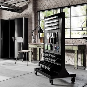 Perforowana ścianka narzędziowa Mariusz All Black 96,5x61x155,5 cm czarna