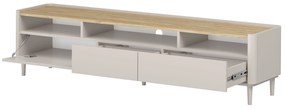 Szafka RTV Elivo 200 cm na nóżkach - kaszmir / dąb olejowany