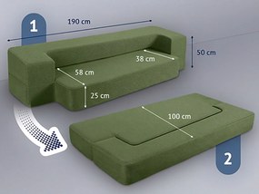 Sofa-materac 2w1 zielona  oliwkowy