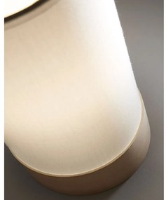 Biało-naturalna lampa stołowa z litego drewna bukowego z tekstylnym kloszem (wysokość 26 cm) Slat – Kave Home