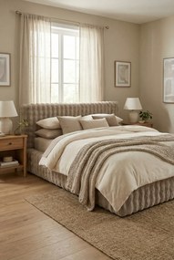 Jasnobrązowe łóżko tapicerowane nowoczesne W9-T59