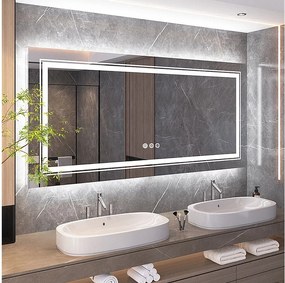 Lustro łazienkowe LED 120x80cm prostokątne lustro ścienne światło przeciwmgielne 120x80cm