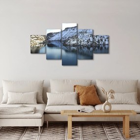 Obraz - zimowy krajobraz z jeziorem (125x70 cm)