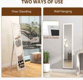 HOMCOM Lustro stojące, lustro całopostaciowe z podpórką, wolnostojące lustro ścienne, 37 x 157 cm, biały