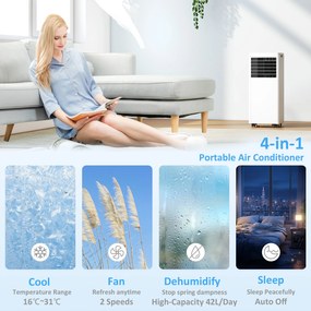 HOMCOM Przenośny klimatyzator 9000 BTU, 4-w-1 z chłodzeniem, osuszaczem, wentylatorem, trybem nocnym | Aosom PL