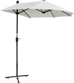 Outsunny Półokrągły Parasol 1,9 x 2 m Podwójny Parasol z Ręczną Korbą, Kremowy | Aosom PL