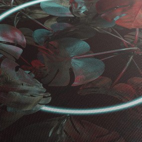 Obraz - Neonowe koło między palmami (125x70 cm)