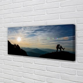 Obraz na płótnie Człowiek i Pies w Górach