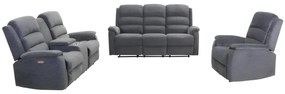 Kanapa 3+2+1 z tkaniny z elektryczną funkcją relax NEVERS - Szara